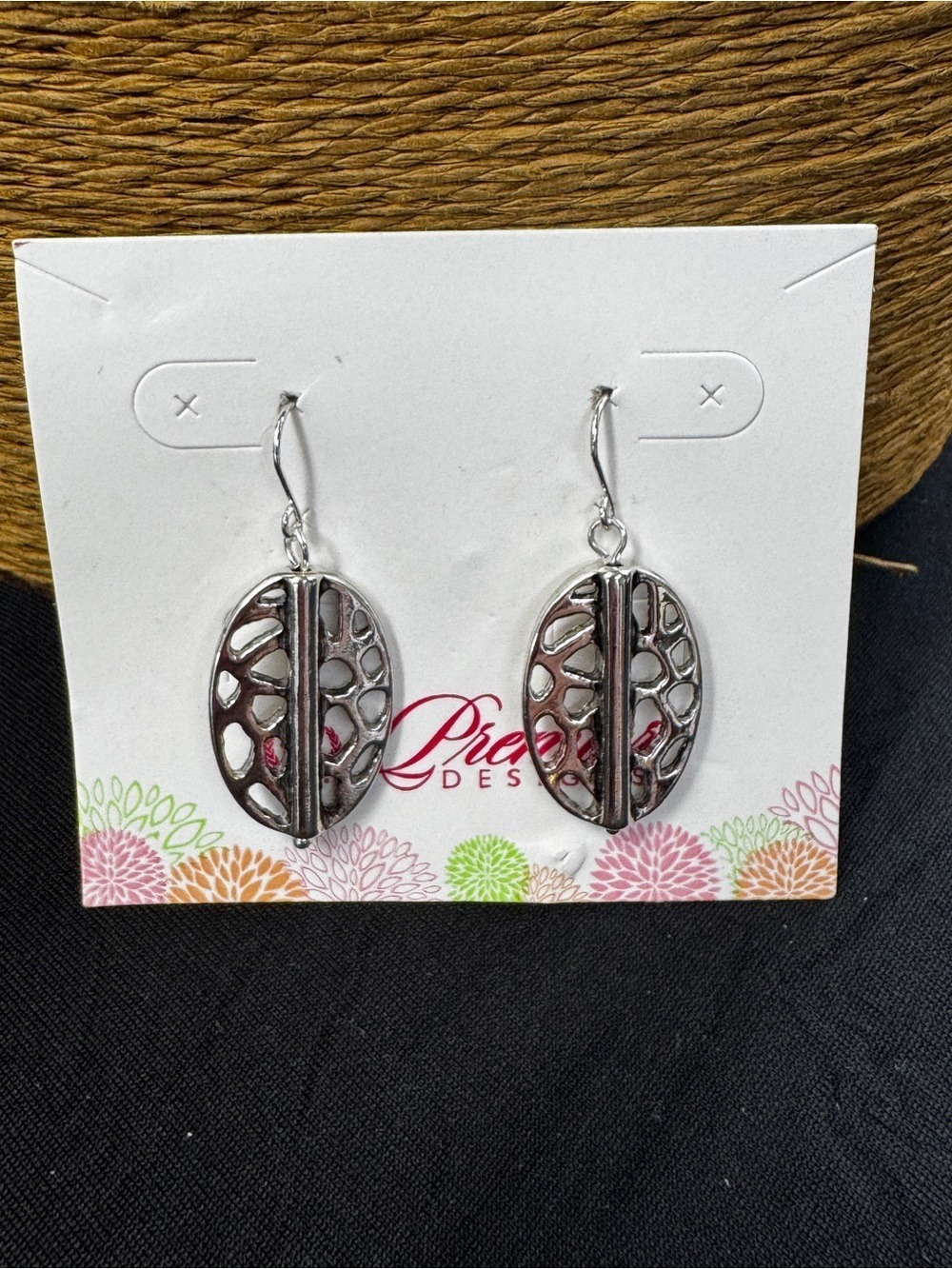 Premier Silver Openwork Oval Dangle Earrings